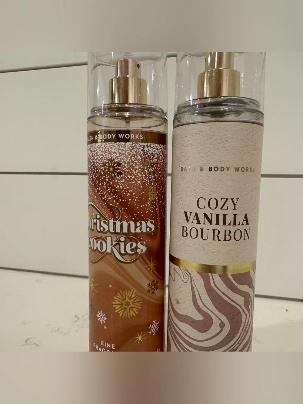 Bath & Body Works Cozy Vanilla Bourbon, Christmas Cookies Fine Fragrance Mist